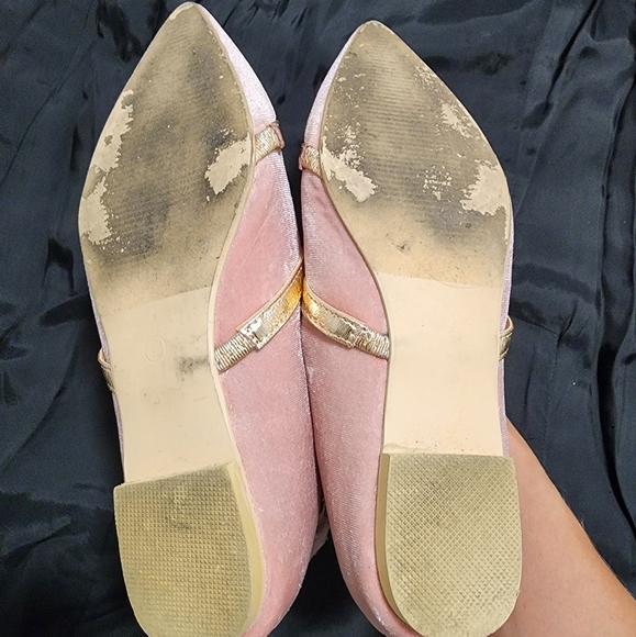 Cape Robbin Pink Velvet Triple Strap Pointy Toe Ballet Flat with zipper - size 6 - Picture 5 of 5